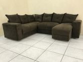 Conj Estof Canto Alice 2x3Lg e Chaise Suede Marrom Metalon