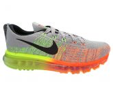 Tênis Nike Flyknit Air Max Cinza, Verde e Laranja