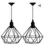 Kit 2 Lustre Pendente Aramado Diamante Preto - Decora Na Net