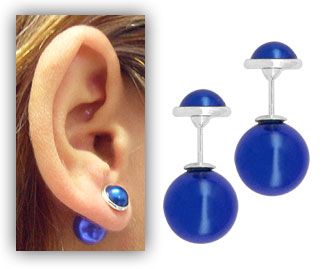 Brinco Dior Inspired folheado a prata c/ pérola  e meia-pero