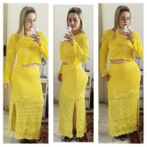 Cropped e Saia de Tricot