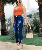 Kit 8 Calças Jeans Feminina Cintura Alta Hot Pants Luxo