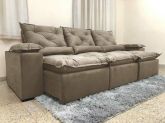 Estofado Retratil Reclinavel Fenix 270 3x73 Veludo Inca Capuccino 02 Diviminas