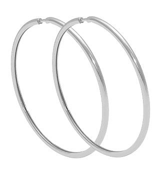 Brinco de argola tubular fino folheado a prata - Cod: BS2410 P