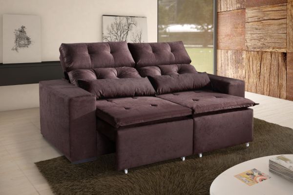Sofa Retratil Recl Uba 2m Vel Marrom 03 Diviminas