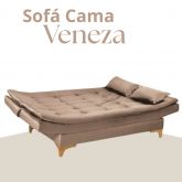 Sofa Cama Veneza Tec 194 Veludo Bege Top Estofados