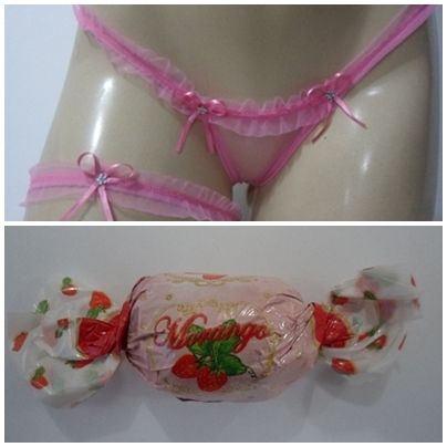 Calcinha c/ perneira Bombom Rosa-Morango.