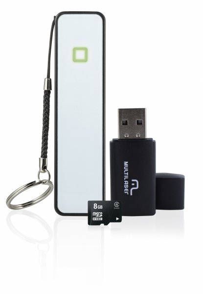 Kit Power Bank + Pendrive + Cartão de Memória 8Gb