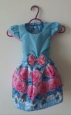 Vestido Floral Azul e Rosa