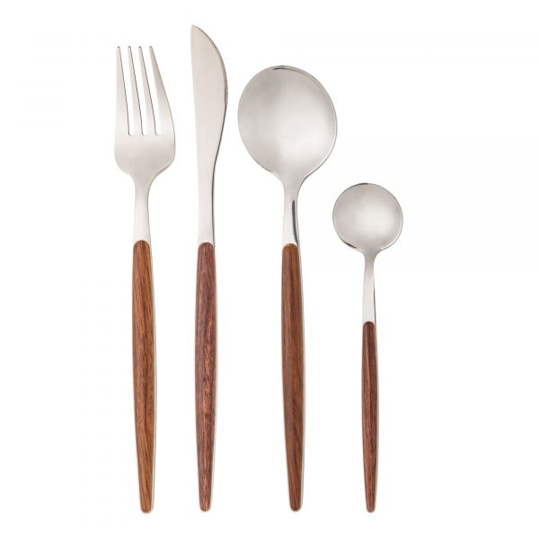 Faqueiro 24 pcs aco inox c/ cabo de madeira organic
