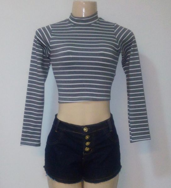 Cropped Gola Alta, Manga Longa.