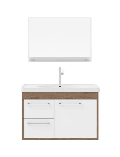Conjunto Procion com Pia e Espelho 1P2G Munique.Branco Cerocha