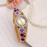 Relógio Feminino Dourado De Luxo Com Brilhantes