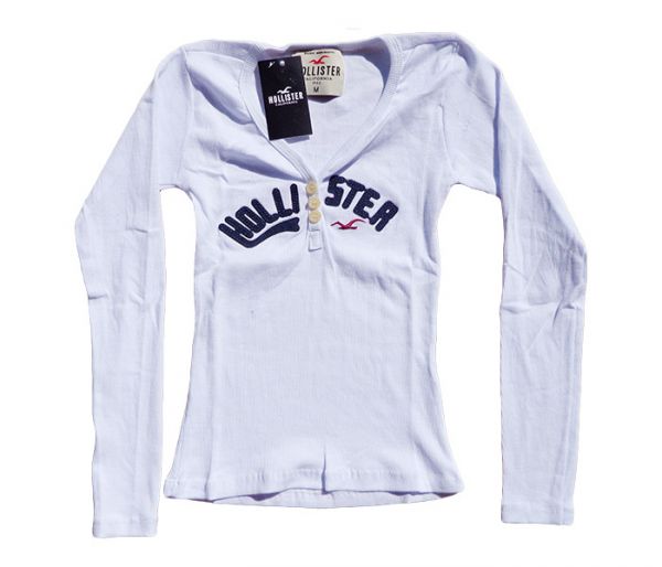 Camisa Feminina Hollister Manga Longa Branca MOD:76806 [Réplica]