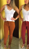 Calça jeans colorida Hot pan