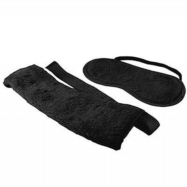 Conjunto de 4 amarras em Pelúcia com Tapa Olho - Preto