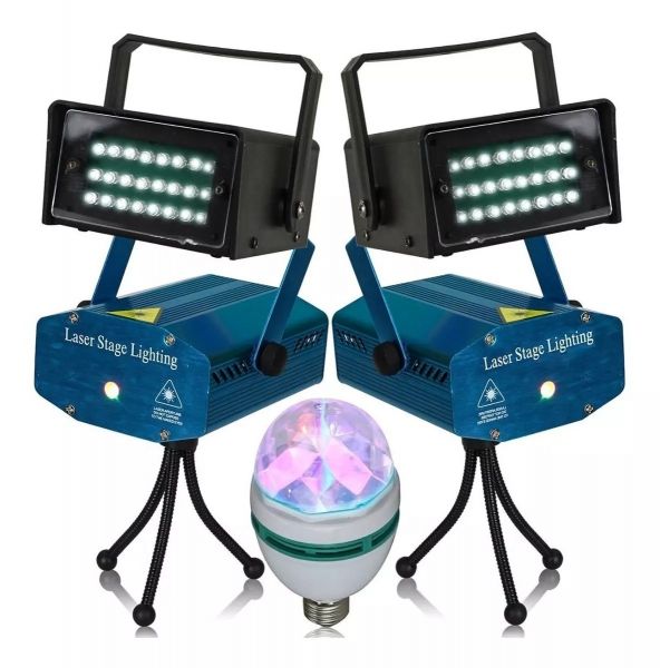 Kit Iluminação Profissional Dj Strobo Projetor Bola Maluca