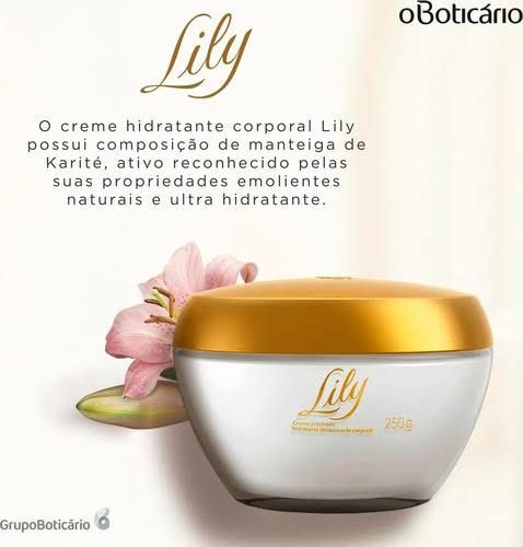 O BOTICÁRIO,CREME ACETINADO HIDRATANTE E DESODORANTE CORPORAL LILY-250 ML