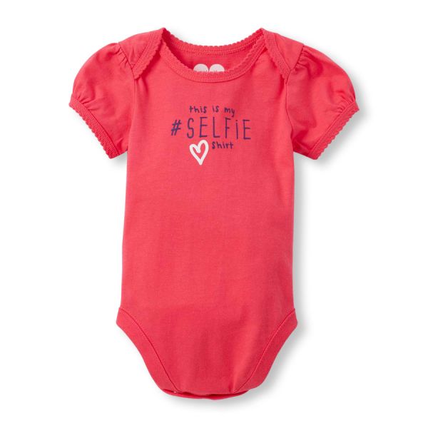 Baby Girls Short Sleeve 'This Is My #Selfie Shirt' Heart Little Talker Bodysuit