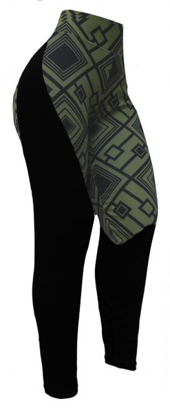 legging estilo montaria(48/50-52/54) plus size, suplex preto e estampa verde militar