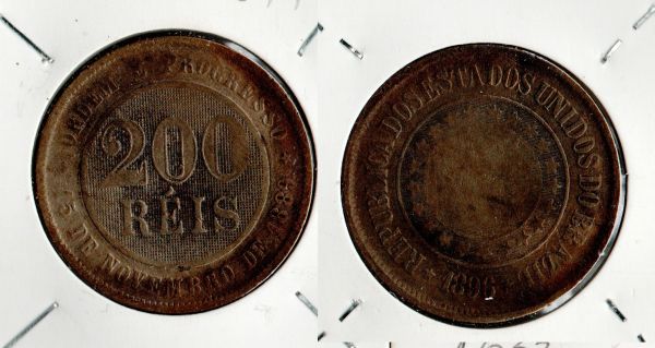 V049-1 - 200 Réis 1896  -Tiragem 2.850.000