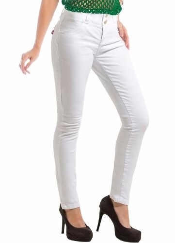 Calça jeans cós alto com dois botões