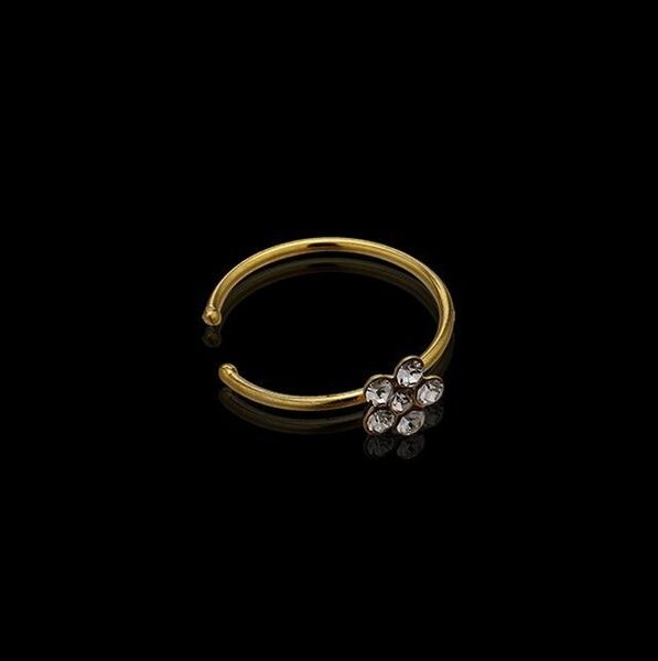 Flor Rhinestone do Aço Inoxidável Nose Abrir Hoop Anel Body Piercing
