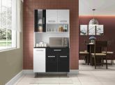 Kit Cozinha Carol 91 6P1G1N Branco.Preto Poliman