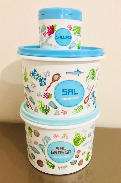 Tupperware Kit Tupper Caixa Floral Sal+ Sal Grosso + Saleiro