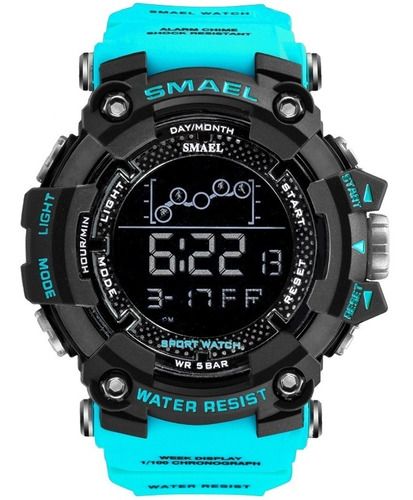 Relógio Azul Celeste Smael 1802 Esportivo Tático Digital