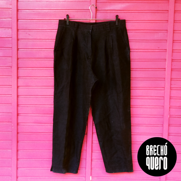 Calça de linho preta 46 Plus Size