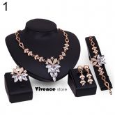 Conjunto Crystal -                                       Colar, Brincos, Pulseira e Anel - Cod.: 900