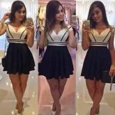 ♡ Vestido Feminino Curto Bicolor
