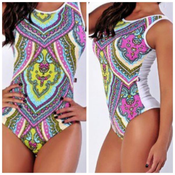 Body Estampado Indiano com Costa Lisa