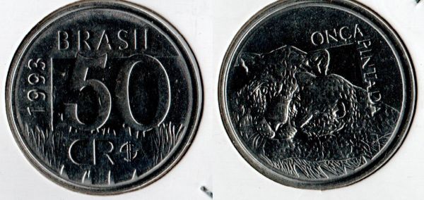 V434 - 50 Cruzeiros Reais 1993 - Onça