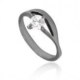 Anel de cálice c/ banho onix e pedra de zircônia - AN0373O