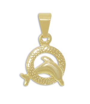 Pingente folheado a ouro em forma de golfinho