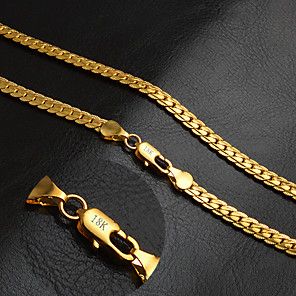 Homens Mulheres Formato Circular Forma Personalizada Clássico Fashion Colares em Corrente Ouro 18K o