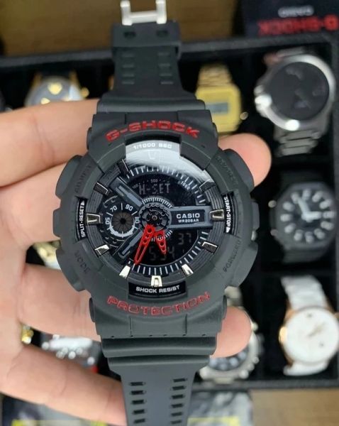 G-SHOCK GA-110 PRETO DETALHE VERMELHO 45MM - A PROVA DÁGUA 10ATM