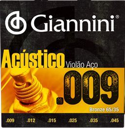 Encordoamento Violão Aço Giannini Acústico 0,09