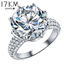 Moda de luxo Grande Anel De Cristal de Prata Banhado Strass