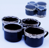 Jogo De Xícara 4 Peças Porcelana 150ml Borda Deco-chocolate