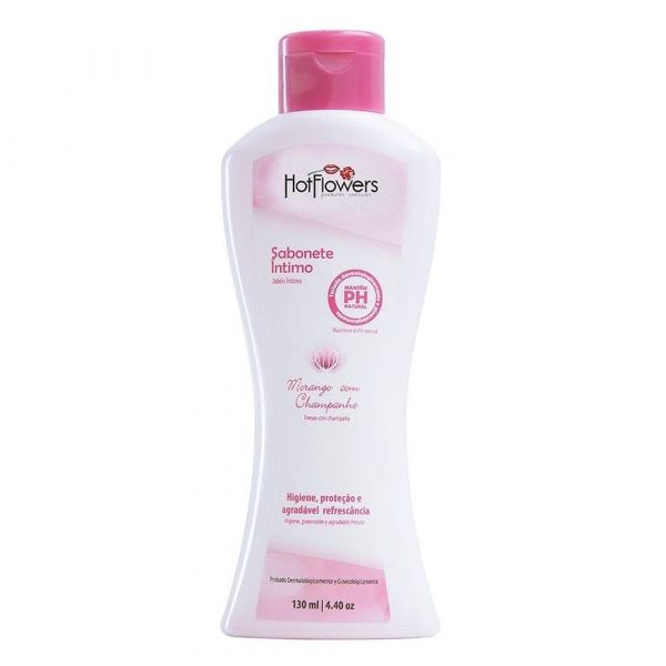 SABONETE ÍNTIMO LÍQUIDO MORANGO COM CHANPANHE 130ML HOT FLOWERS