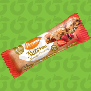 Nuts Plus Morango com Cranberry Zero Açúcar 15 Unidades FlorMel