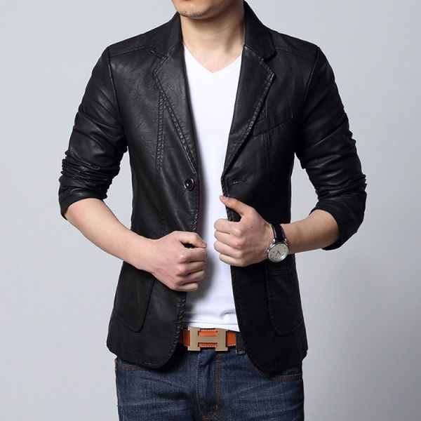 Blazer Jaqueta de Couro - Preto