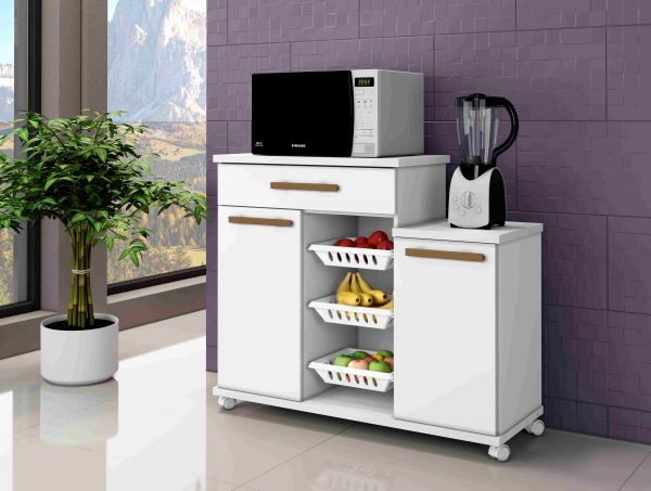 Fruteira Teresina 107 2P1G3Cestos Branco.Branco Arte Moveis