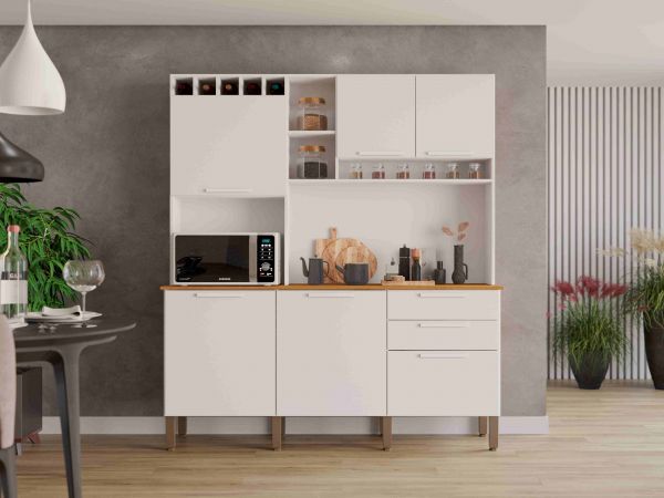 15391.Kit Cozinha New Topazio 6P2G Branco Salleto