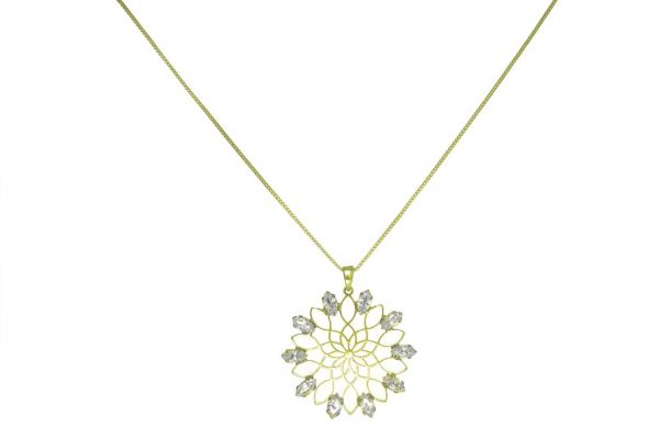 CL302205 - Colar Mandala Floral em Zircônia