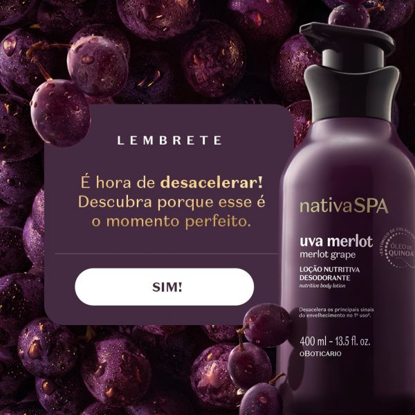 NATURA,LOÇÃO NUTRITIVA DESODORANTE NATIVA SPA GRAPE/UVA MERLOT-400ML