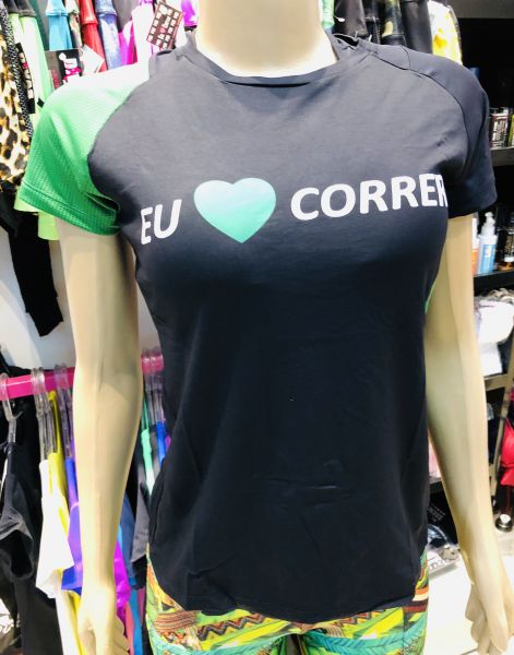 Blusa Eu Amo Correr baby look